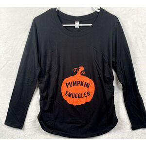 Pumpkin Smuggler Long Sleeve T-Shirt Rouche Black Women Size M Halloween Fall